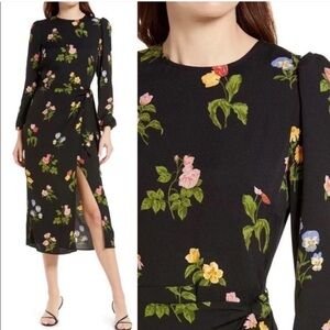 Reformation Reza Dress In Night Bloom Long Sleeve Dress Size 4 new with …